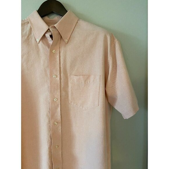 Togo Men's Salmon Button Down Shirt 100% Cotton Size M - Picture 4 of 6